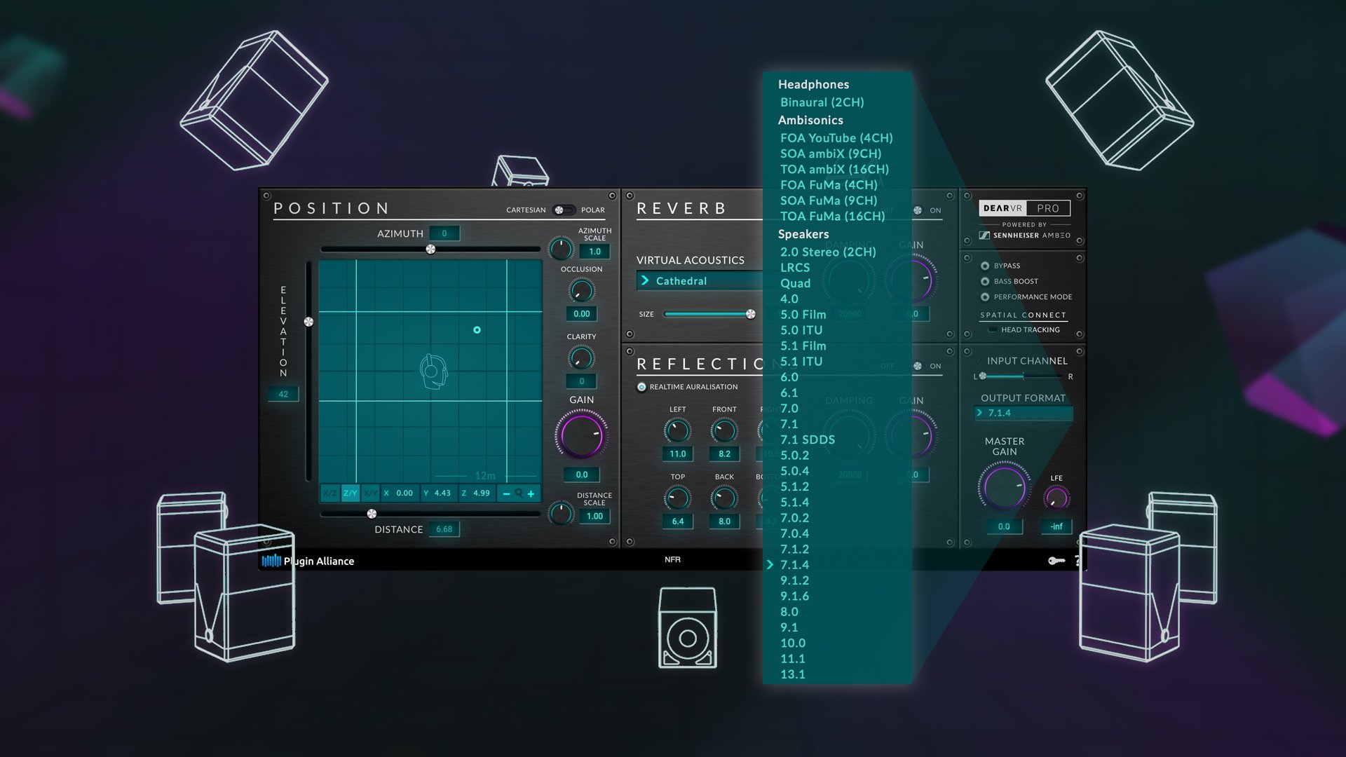 Virtual 7.1.4. Multi-Channel Setup aligned to the DOLBY ATMOS Format 